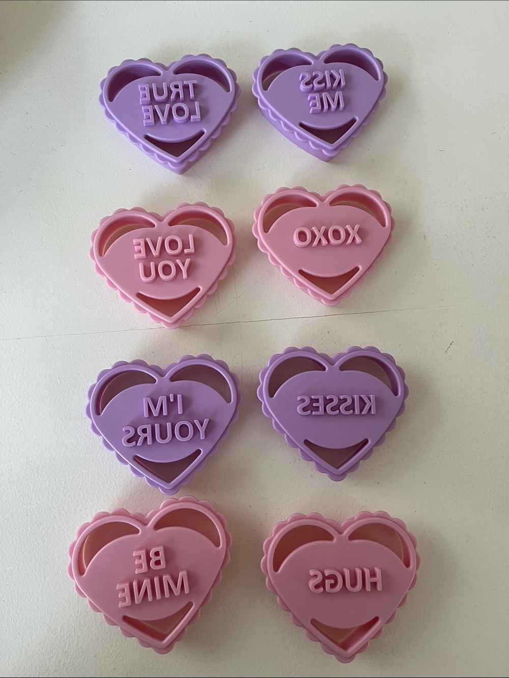 Chicago Metallic Conversation Heart Valentine Cookie Cutters/Stamps, Set of 8